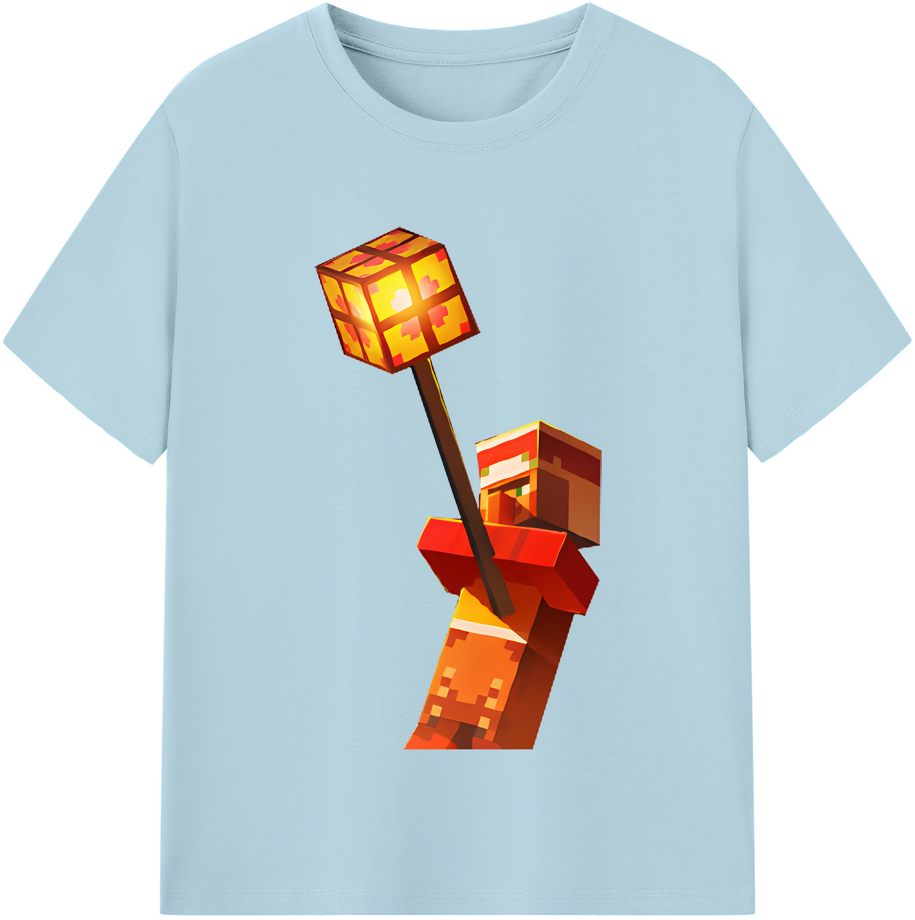 （画像用） マインクラフト ブロックの世界 Minecraft MC Block world 綿100％半袖Tシャツ（フロントプリント）